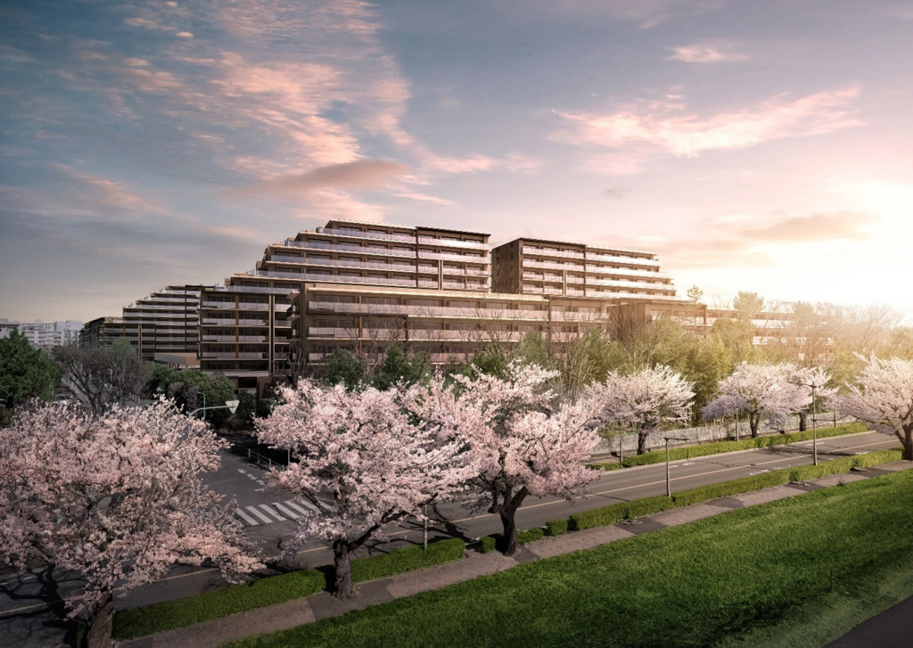 多摩川住宅で先陣を切って建て替えが進むホ号棟（シティテラス多摩川の完成予想図）