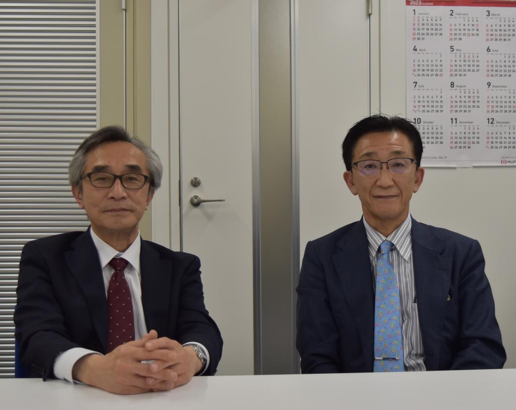 愛知県に設置された「事業承継・引継ぎ支援センター」の今西統括責任者(左)と中村承継コーディネーター