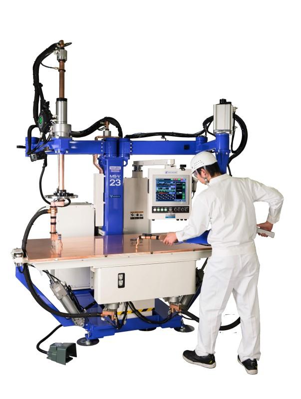 水平ガン、垂直ガンに加え、治具電極でさらに作業性が高まるテーブルスポット溶接機「ＭＳ－Ｖ２３」