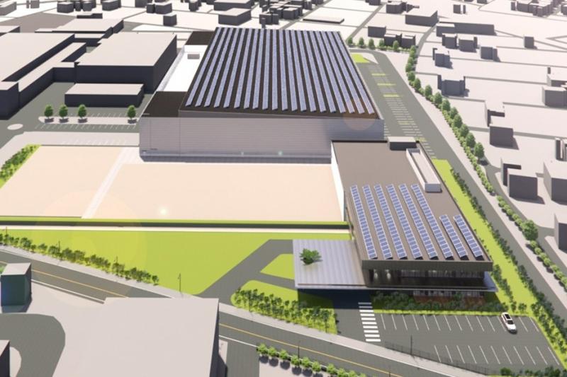 オークマが江南工場に建設中のエンジニアリングセンター（上）とイノベーションセンター（下）の完成予想図