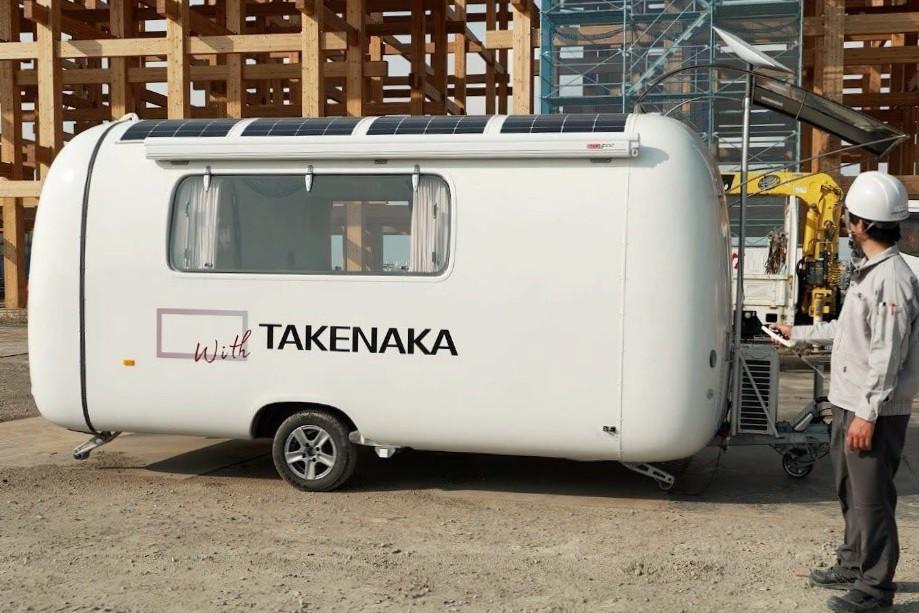 大阪・関西万博の工事現場におけるモバイルハウスの活用状況（竹中工務店）