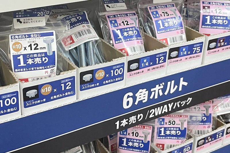 梱包の箱に切り取り線を入れ、入荷してそのまま陳列できるように工夫した（八幡ねじ 提供）