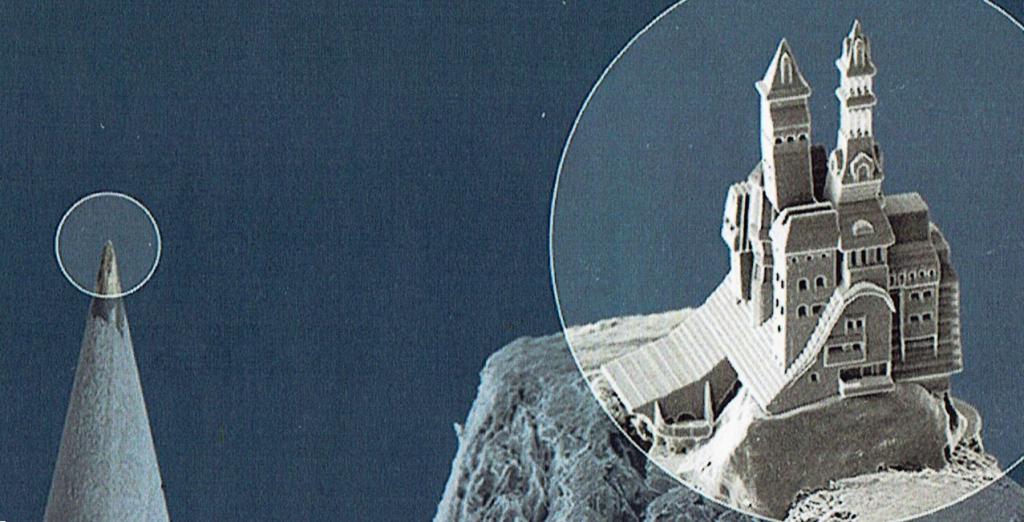 【<strong>写真４</strong>】 <strong>鉛筆の先に造形された城</strong>（ナノワン提供）