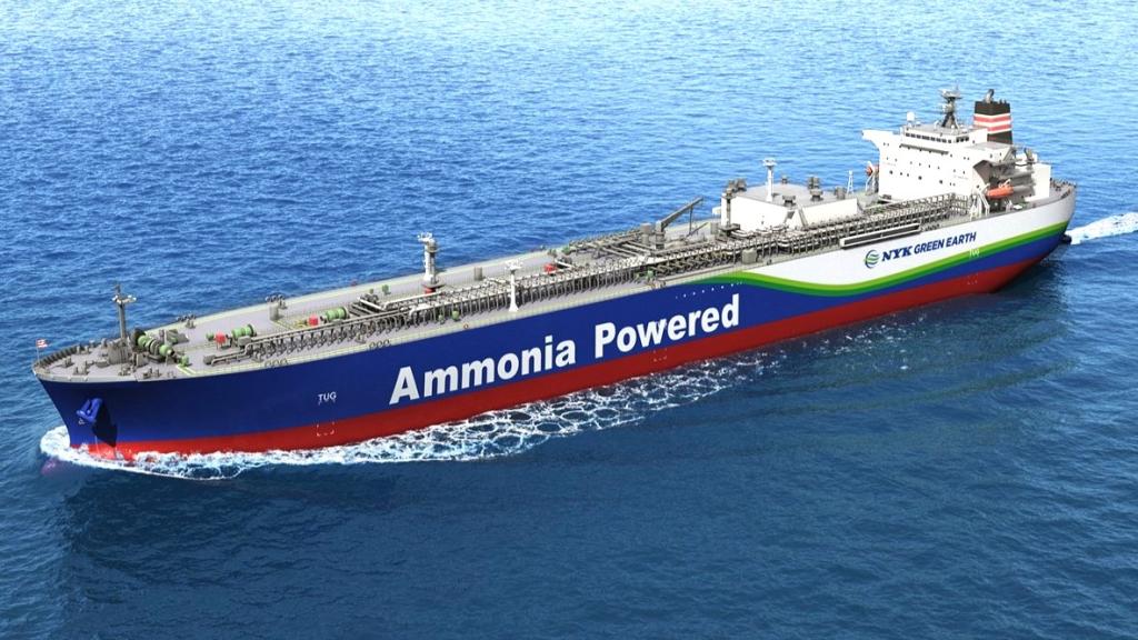 <strong>アンモニア供給網の構築が急務</strong>（アンモニア輸送船＝完成イメージ＝日本郵船提供）
