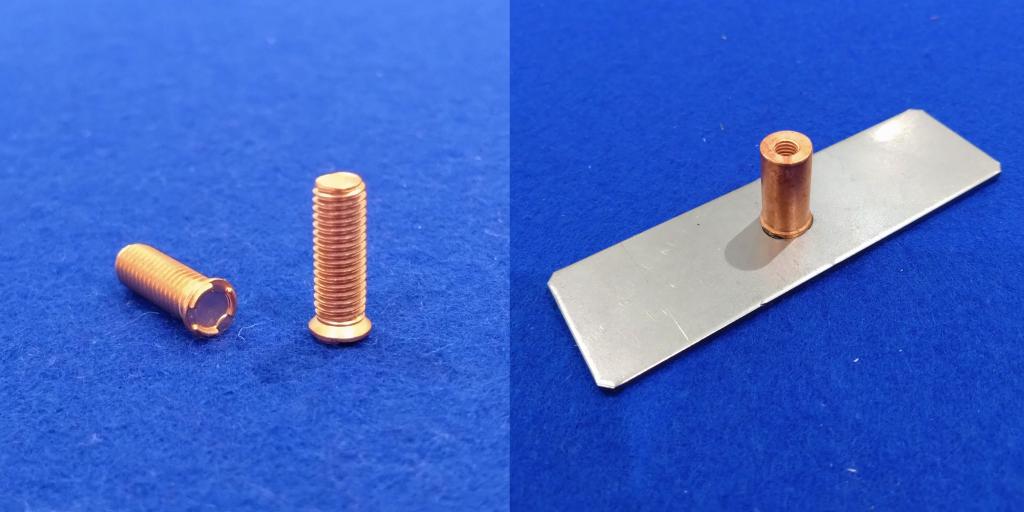 ３点プロジェクション採用の新型スタッド「ＴｒｉＶｉｓ」（左）と「ＴｒｉＢｏｓｓ」（右）