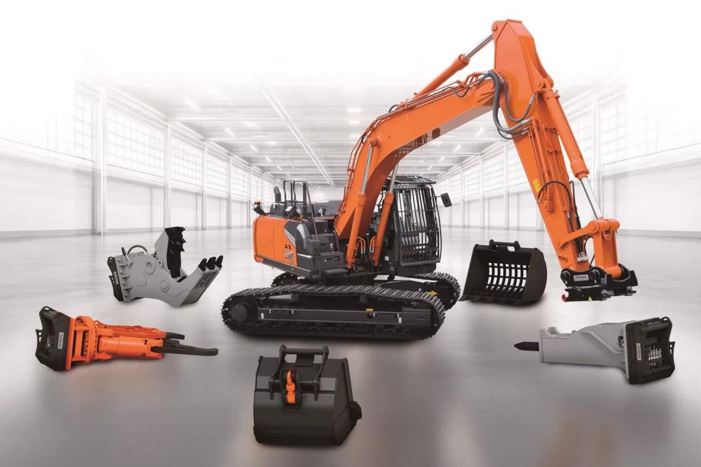 完全油圧式クイックカプラ仕様機の使用イメージ（日立建機）