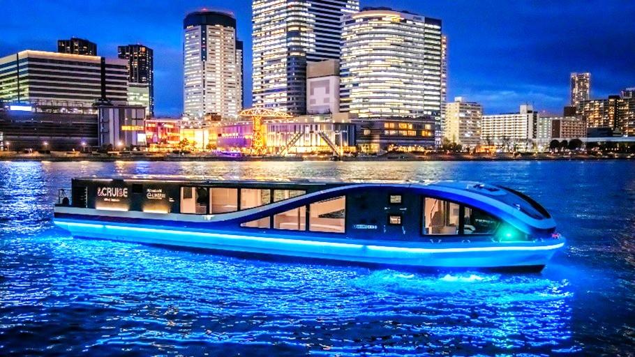 水辺の夜景と調和する「Ｎｉｈｏｎｂａｓｈｉ　ｅ&mdash;ＬＩＮＥＲ」（三井不動産）