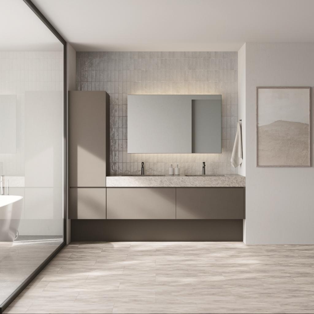 天然鉱物を使った高級感のある洗面化粧台