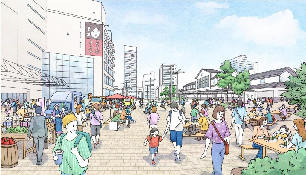 岩槻駅前広場、再整備・活用イメージ
