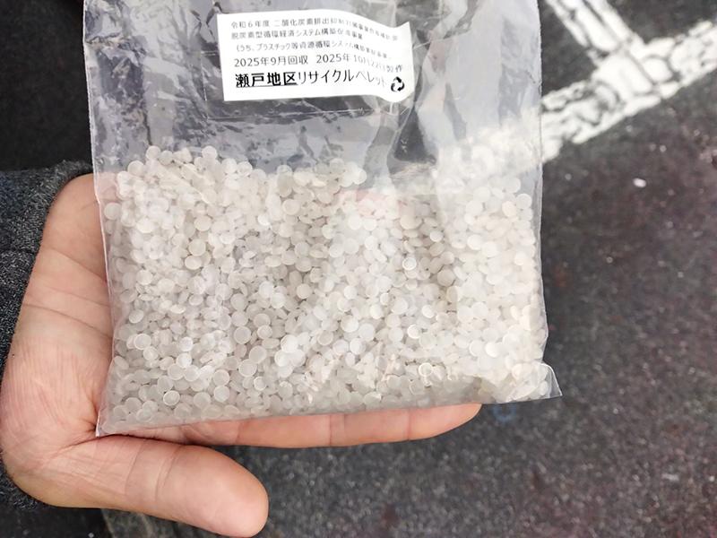 回収された廃プラから再生したプラ材料