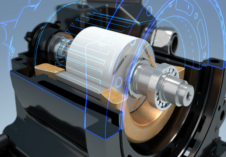 写真２　自社製高効率永久磁石モーター