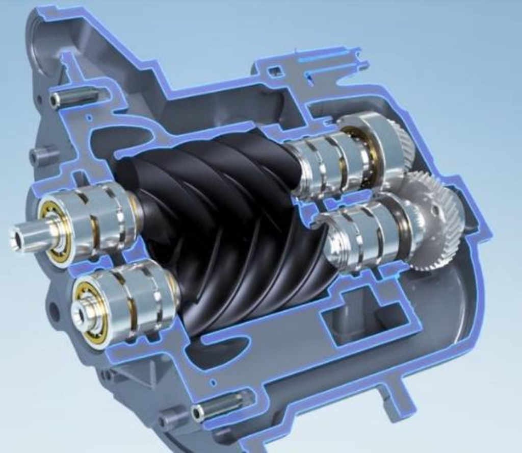 写真３　スクリュー圧縮部断面図