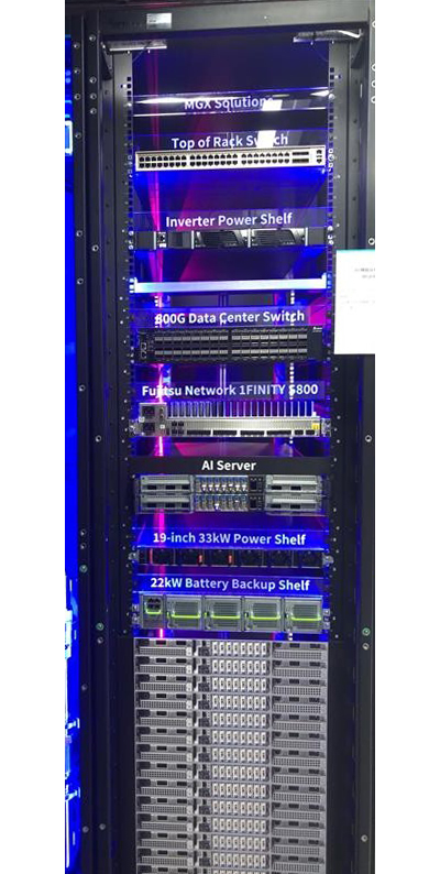 <strong>ＣＥＡＴＥＣ２０２５で披露したデルタ電子のＡＩサーバー対応のラック</strong>