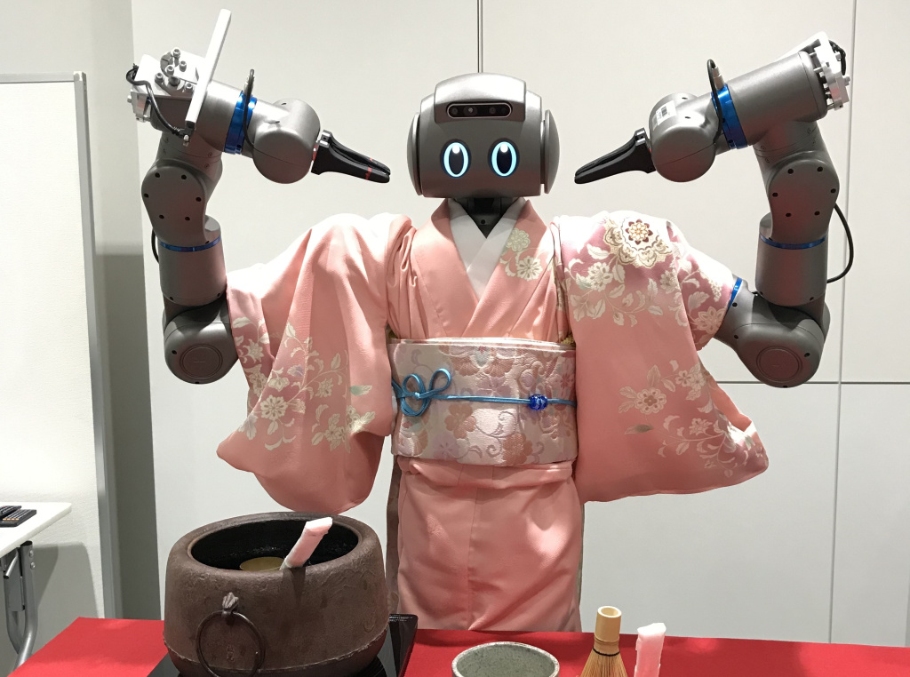 図４　「機能認識技術」を活用し道具の使い方を認識する「お茶会ロボット」を開発した