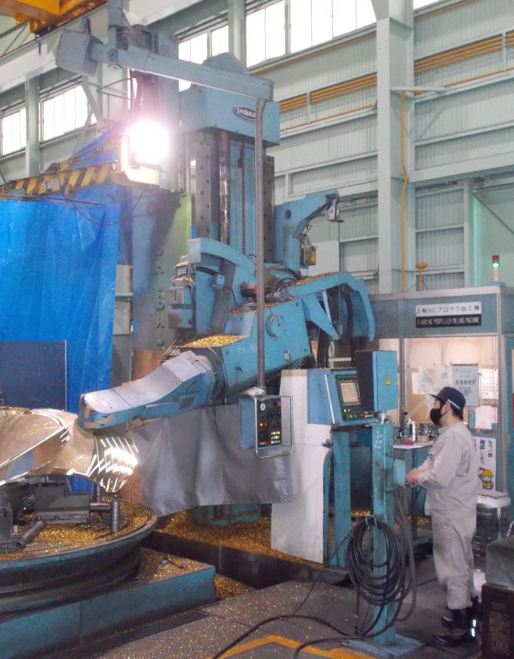 三宝精機工業がNC装置をリプレースした東芝機械の5軸NC翼面加工機（８８年製）