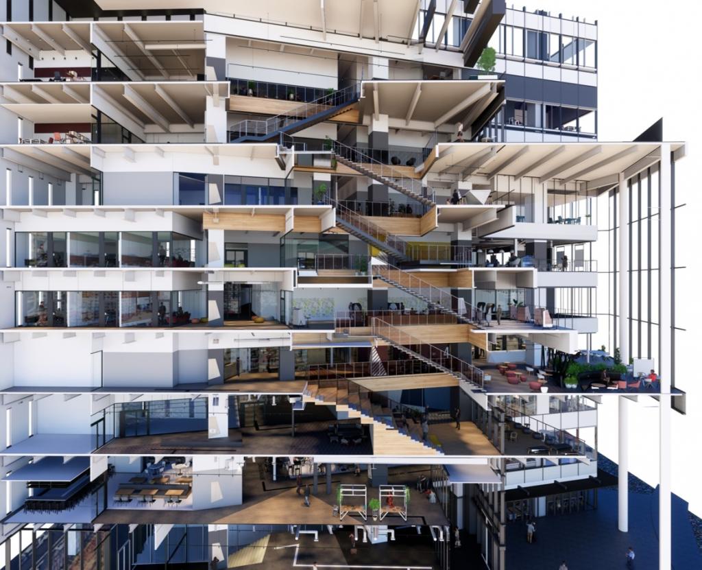 中核施設の完成予測イメージ（グラングリーン大阪開発事業者提供）